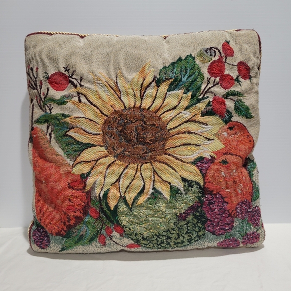 Sunflower  tapestry throw decorative pillow 15 x 14, interchangeable - Picture 1 of 13